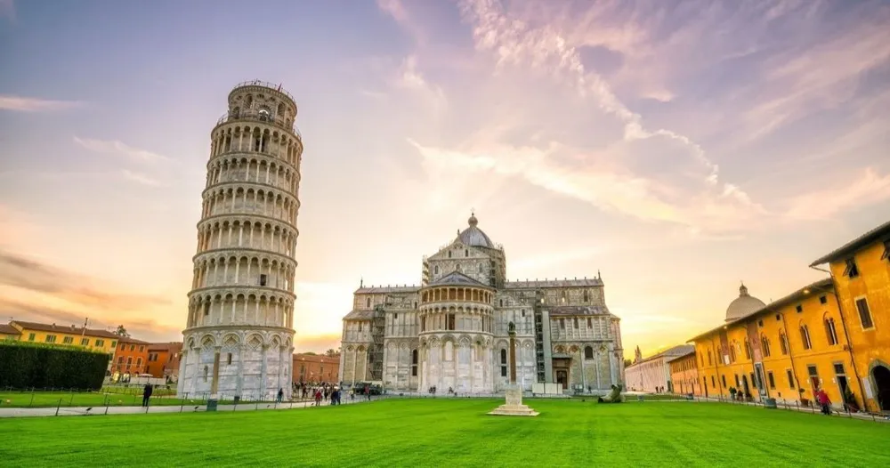 The Leaning Tower and cathedral of Pisa